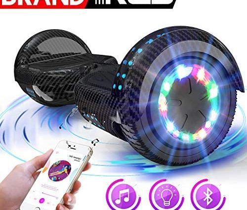 RCB Gyropode Hoverboard pour Enfant et Adulte, Overboard Electrique 6.5 Pouces avec Bluetooth-Musique/LED-Roue Clignotante, E-Skateboards Cadeau pour Noël