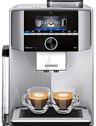 Siemens EQ.9 Plus Connect s500 TI9553X1RW – Machine à café automatique connectée avec écran tactile – Permet de préparer deux tasses simultanément – Mode Barista – Couleur : Inox